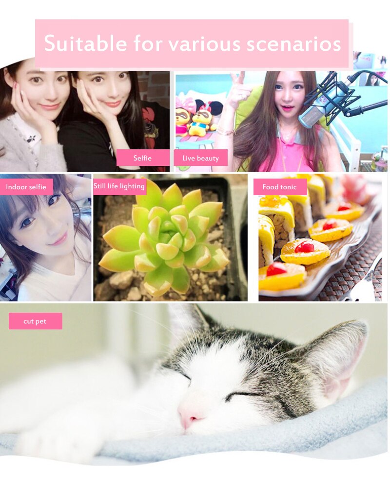 360° Rotatable Mobile Phone Fill Light LED Selfie Ring Light 32 Lamp Beads 3 Levels Dimming Brightness Photography Clip Light