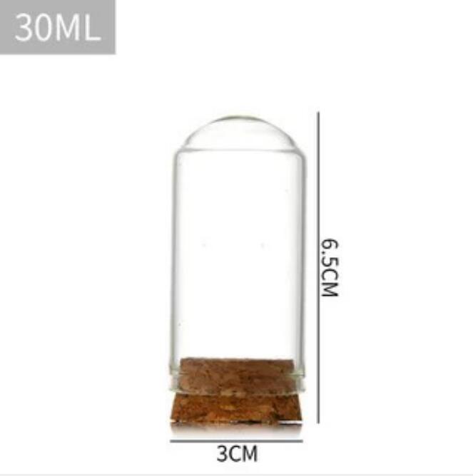 20pcs Clear Glass Cover With Wooden Base Tabletop Display Container Landscape Vase Durable Glass Jar Dome Glass Cover Home Decor: 30x60mm 30ml