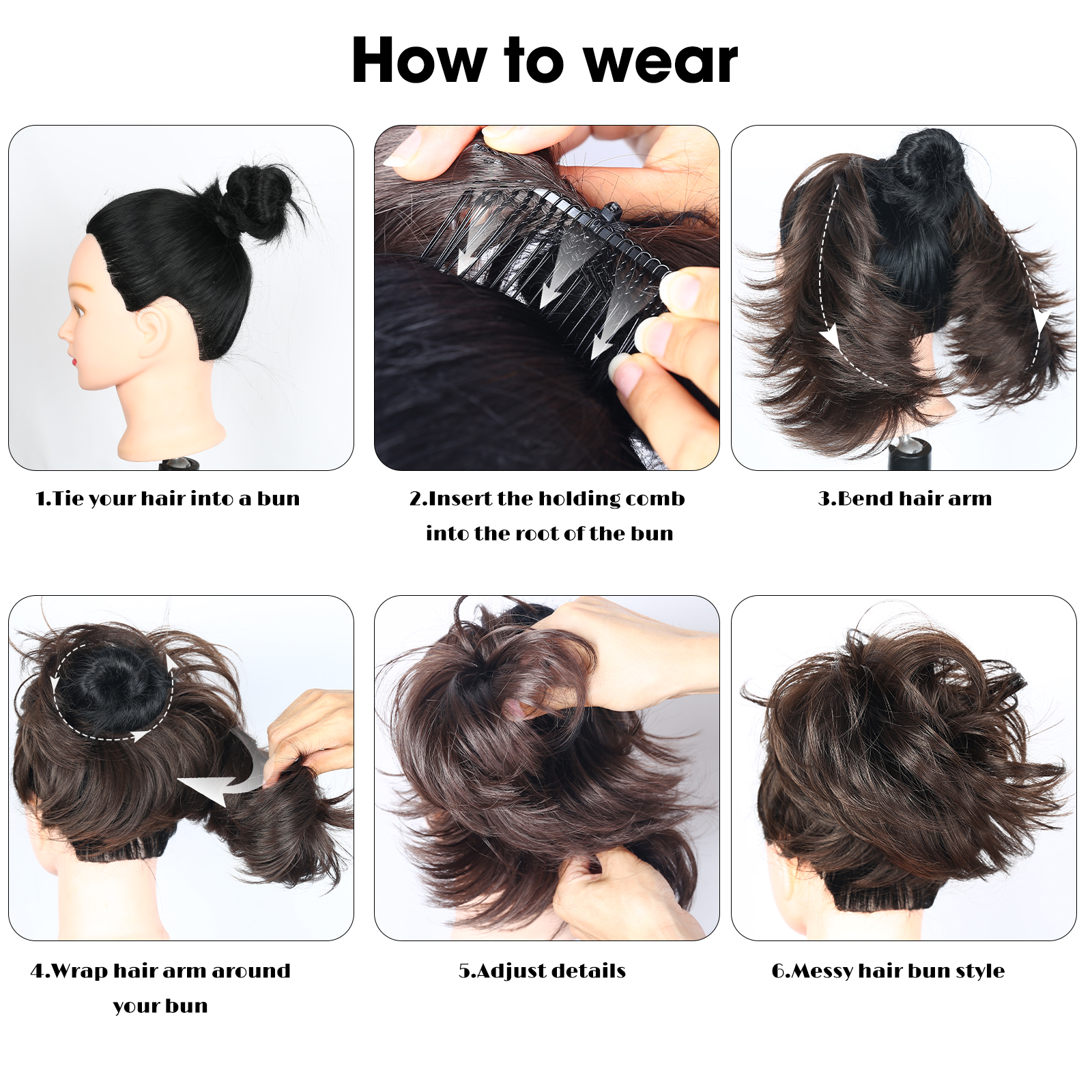 Postiche chignon décoiffé bon marché pour femme, peigne à clipser, court, droit, polyvalent, ébouriffé, facile