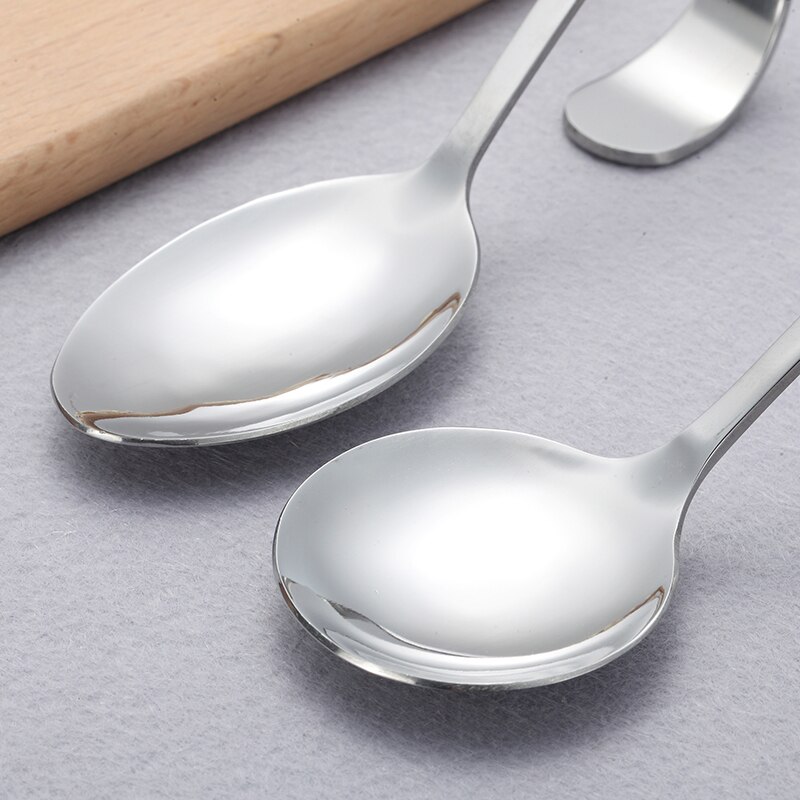 Stainless steel Salad spoon set Curved Handle Dinner Serving Soup Salad Spoon Public Dinnerware Cutlery Kitchen Buffet Tools