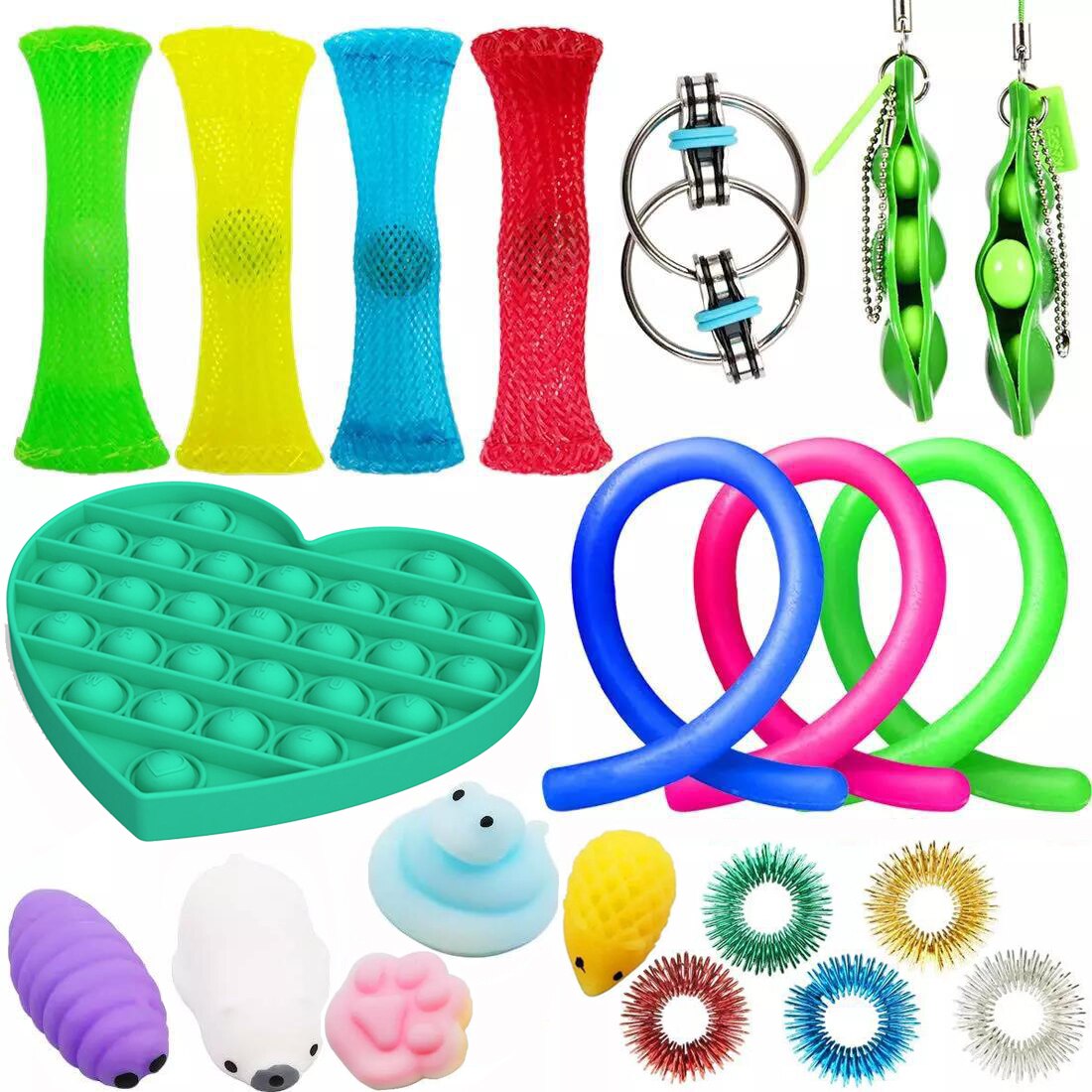 20/21/22PCS Pack Zappeln Sensorischen Spielzeug Set Stress Relief Spielzeug Autismus Angst Relief Stress Pop Blase zappeln Spielzeug Für Kinder Erwachsene: Rosa