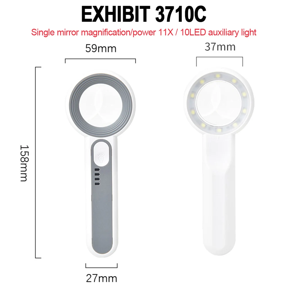 Oplaadbare handloep 6x 5x 11x 12x verlichte loep met ledverlichting voor lezen en repareren 3: Groente