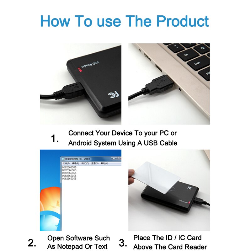 Eseye 13.56Mhz RFID Reader 14443A Proximity Smart IC Card USB Sensor Reader upport Window System Access Control Card Reader