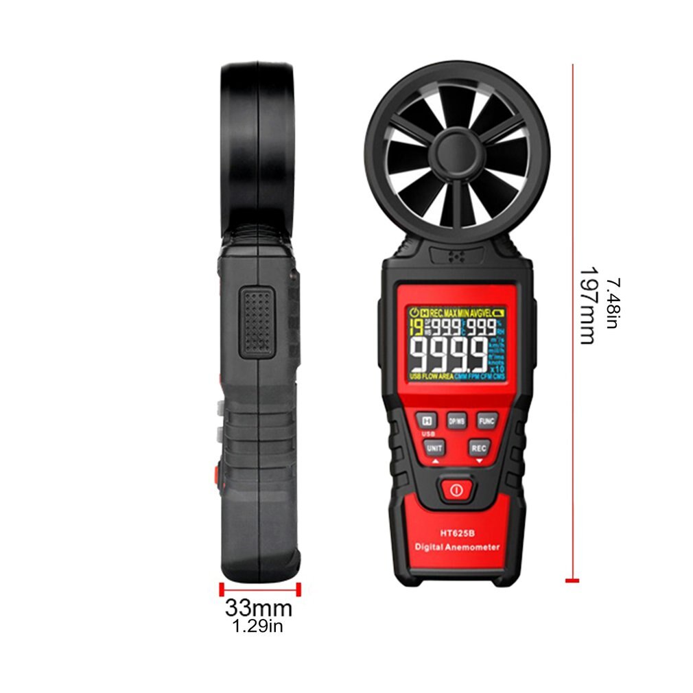 Digitale Windmeters Habotest HT625B Handheld Kleur Display Wind Gauge Meter Air Volume Speed Schaal Max Min Avg Meten