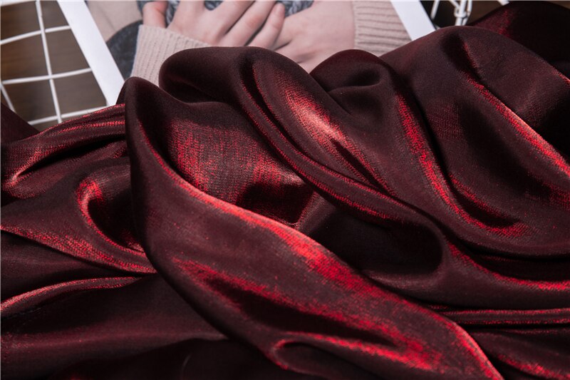 Tela de algodón de seda de vidrio degradado, azul oscuro, rojo, ropa Lisa drapeada sedosa, costura artesanal,: Rojo