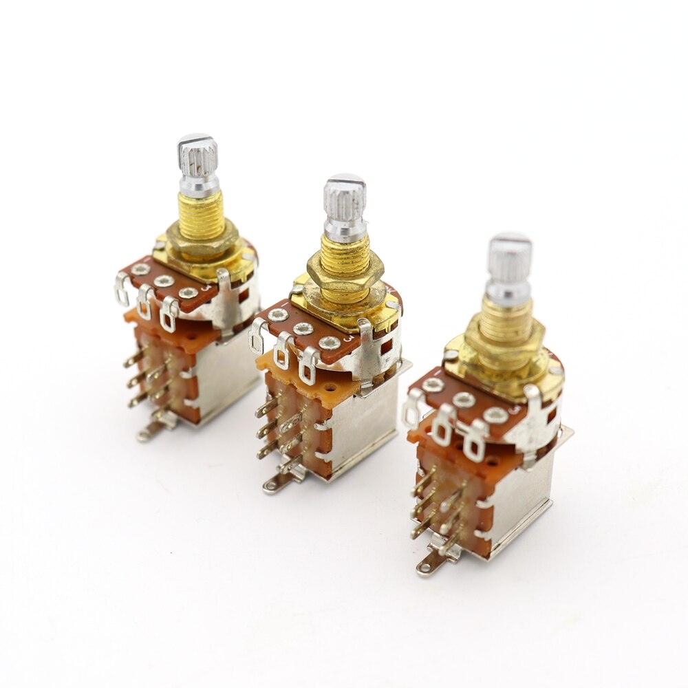 3Pcs Gitaar Pot Bass Push Pull Pot Push Pull Gitaar Potentiometer Volume Tone Korte Split Shaft Switch Potten B500K: 3pcs A250K Gold
