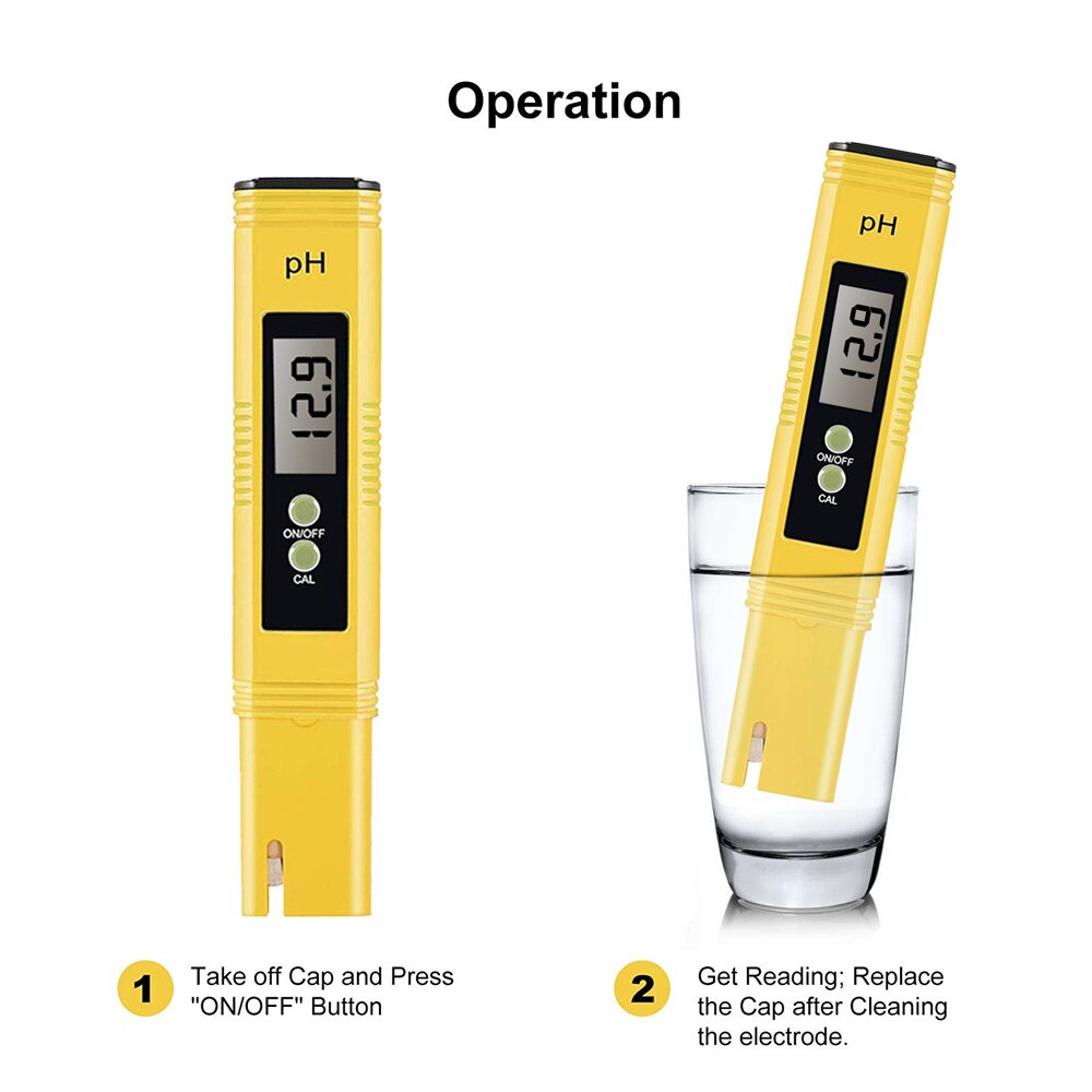 Digital LCD PH Meter Pen of Tester Water Purity Test Tool Accuracy 0.1 Aquarium Pool Water Wine Automatic Calibration