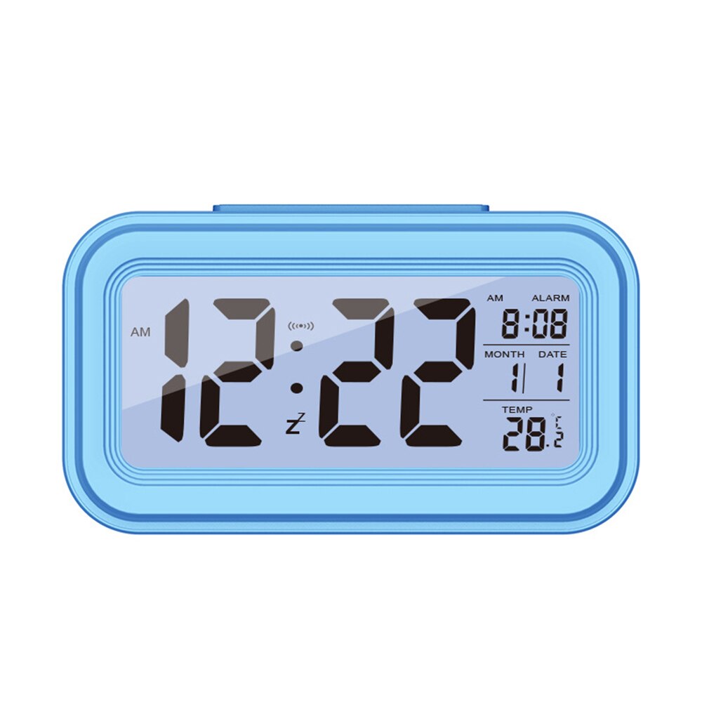 Digitale Smart Wekker Lcd-scherm Night Gloeiende Kubus Display Temperatuur & Kalender Snooze Functie Wekker: Blue