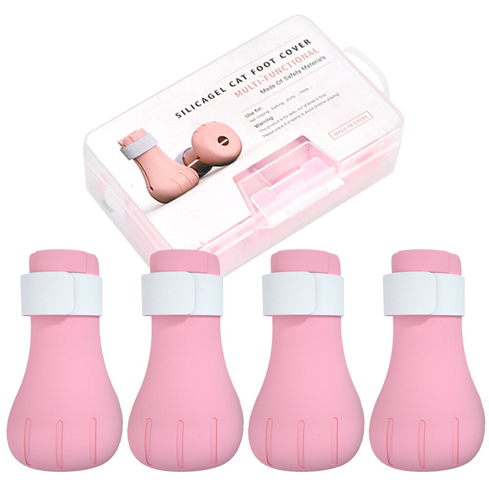 Chaussures anti-rayures en Silicone pour chat, bottes réglables pour animaux de compagnie, bain, lavage des griffes, couverture de patte, protecteur, fournitures de toilettage, 4 pièces