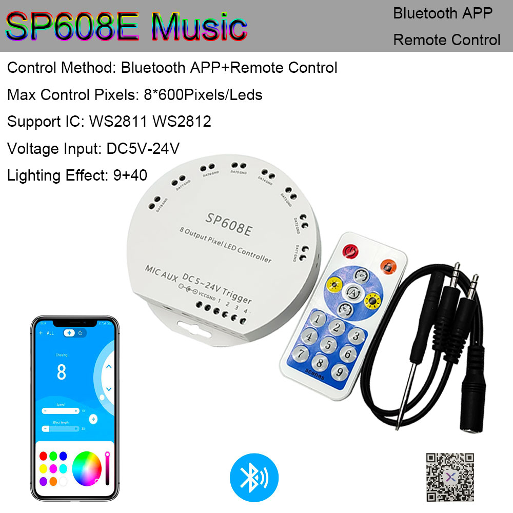 Ws2811 ws2812b controlador bluetooth/wifi/música ws2812 inteligente rgb led pixels controlador de tira sp107e sp108e sp110e t1000s DC5-24V: ROXO