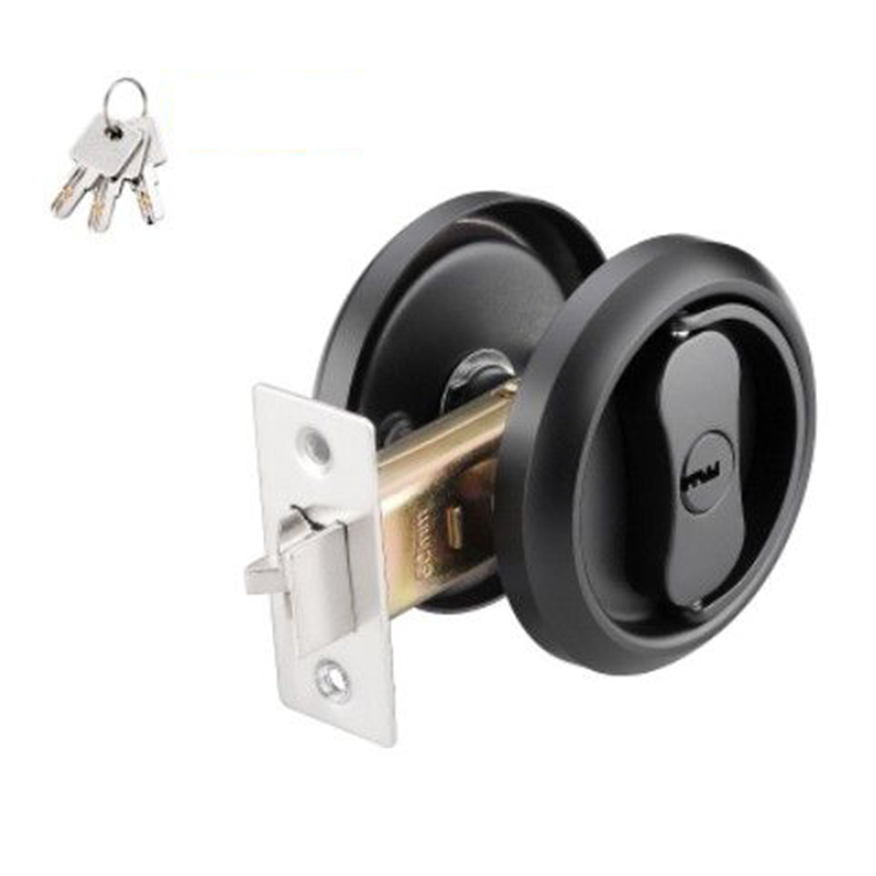1Pcs Invisible Door Lock With Key Indoor Household Door Anti-theft Single Double-Sided Round Lock Stainless Safety Door Locks: Gold