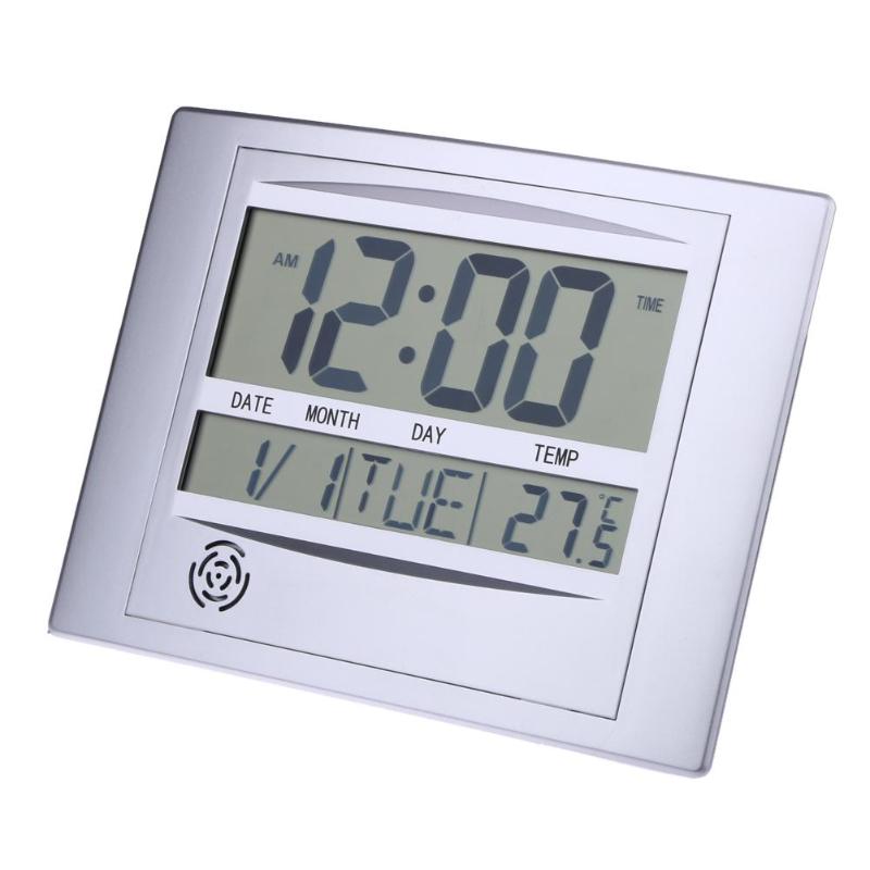 Reloj de pared Digital LCD con termómetro, medidor de temperatura electrónico, calendario, escritorio de interiores, reloj de pared Digital para decoración del hogar