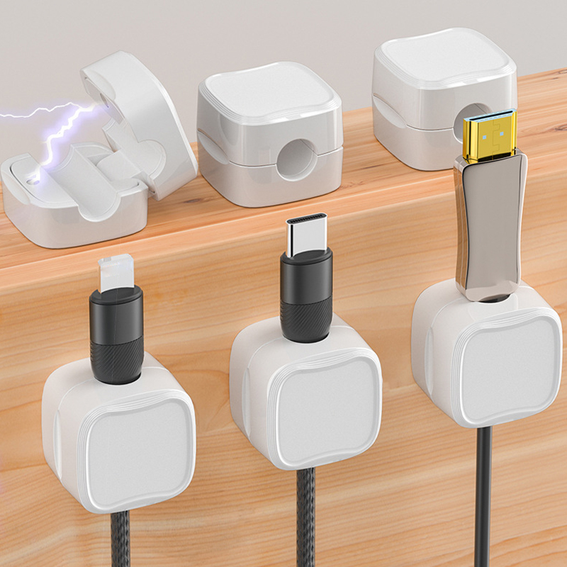 6 Stuks Magnetische Telefoon Kabel Clips Verstelbare Kabel Manager Snoer Houder Onder Bureau Kabel Management Wire Keeper Kabel Organizer: WHITE