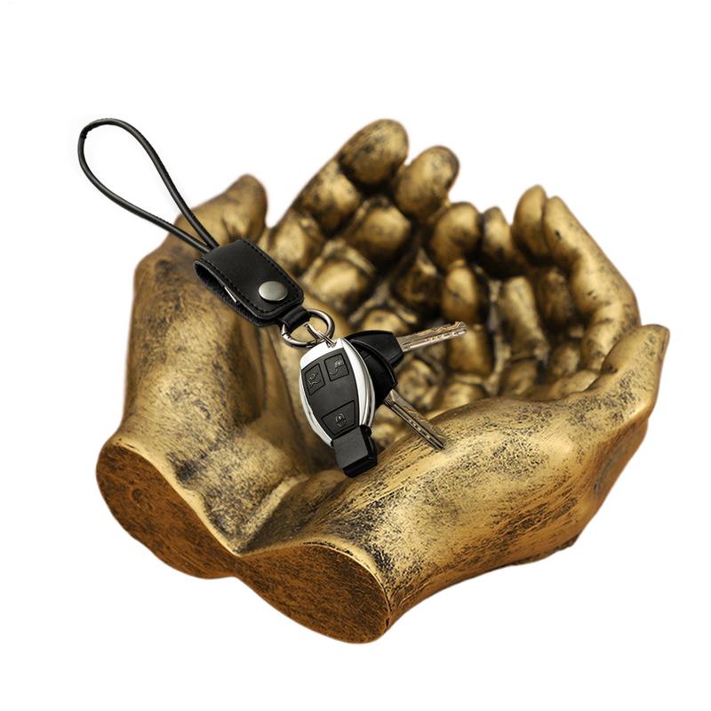 Bandeja de resina para llaves con forma de doble mano, bandeja de almacenamiento para llaves, organizador de entrada, decoración de cuenco para manos, escultura, llaves, estante de almacenamiento de joyería