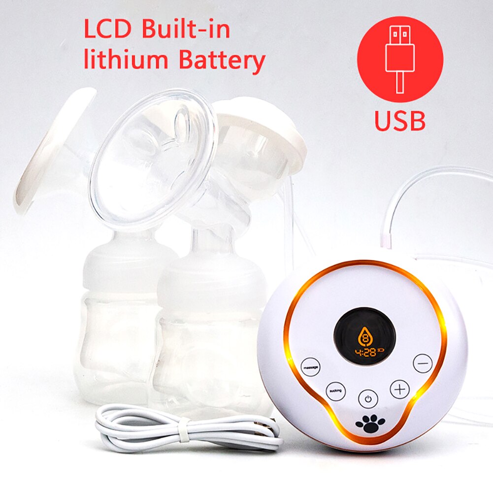 Alimentação LCD inteligente bomba Elétrica de Mama Bomba de Mama Automático Massagem USB Duplo Garrafas Bombas de Mama Elétrica: LCD lithium battery