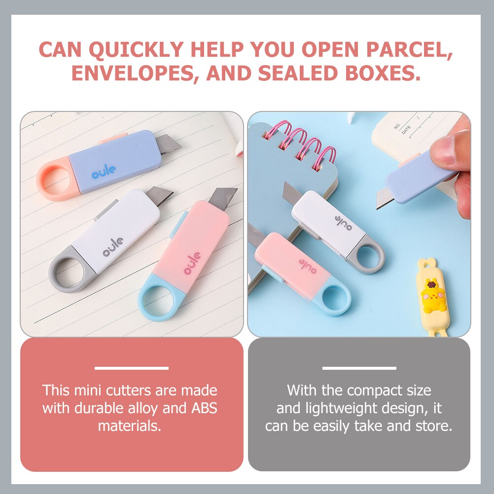 6Pcs Package Portable Opener Retractable Mini Paper Cutter Box Cutting Gadget