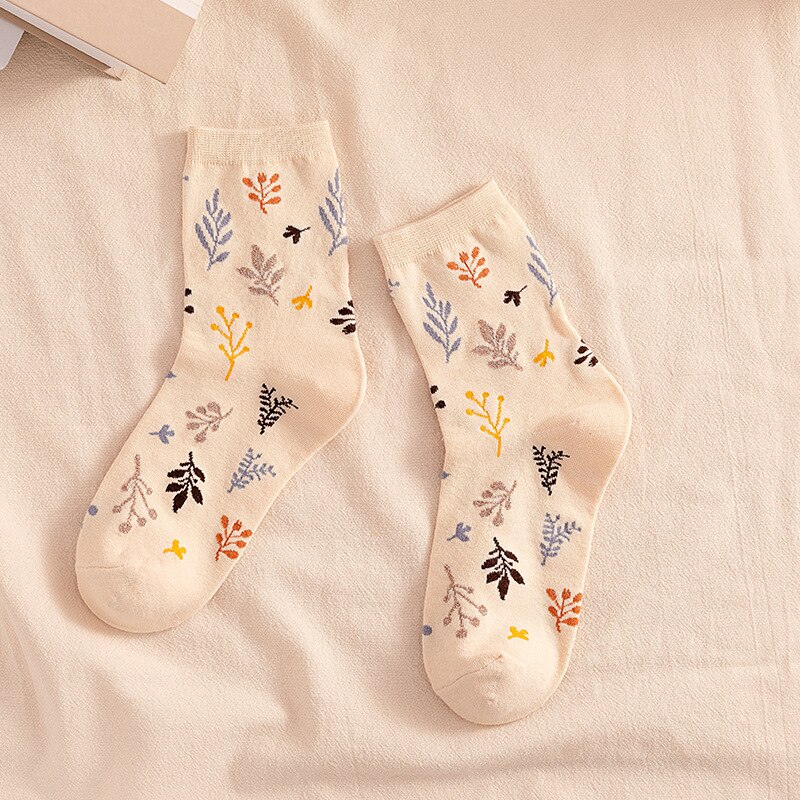 Talvi kevät pieni kukka retro sukat naisten putkisukat paksunnetut lämpimät villasukat etniseen tyyliin vihreät kasasukat: 14