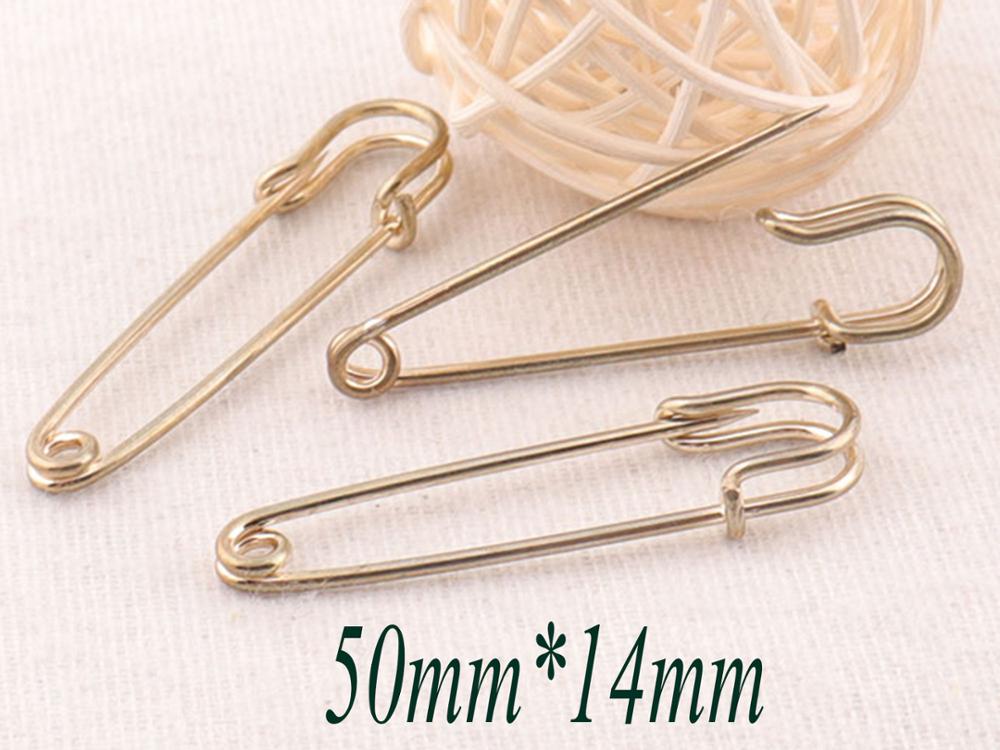 30 PCS Metal Pale Gold Safety Pin,jewelry finding charm pins,Brooch Stitch Markers Brooch Bar Safety Pins Fasteners-2"(50mm)