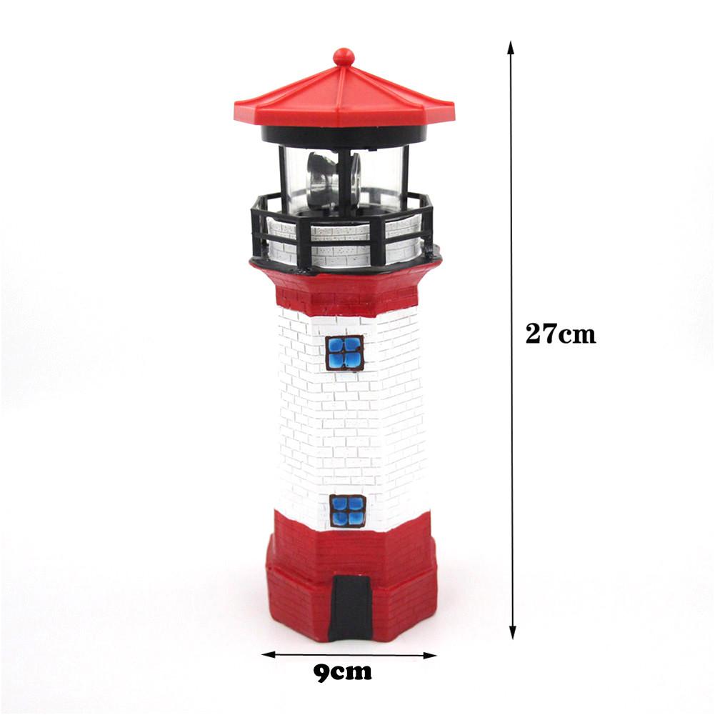 Automatically Lit LED Solar Light Lighthouse Statue Shape Rotating Outdoor Solar Powered Lamp For Garden Yard Decoration