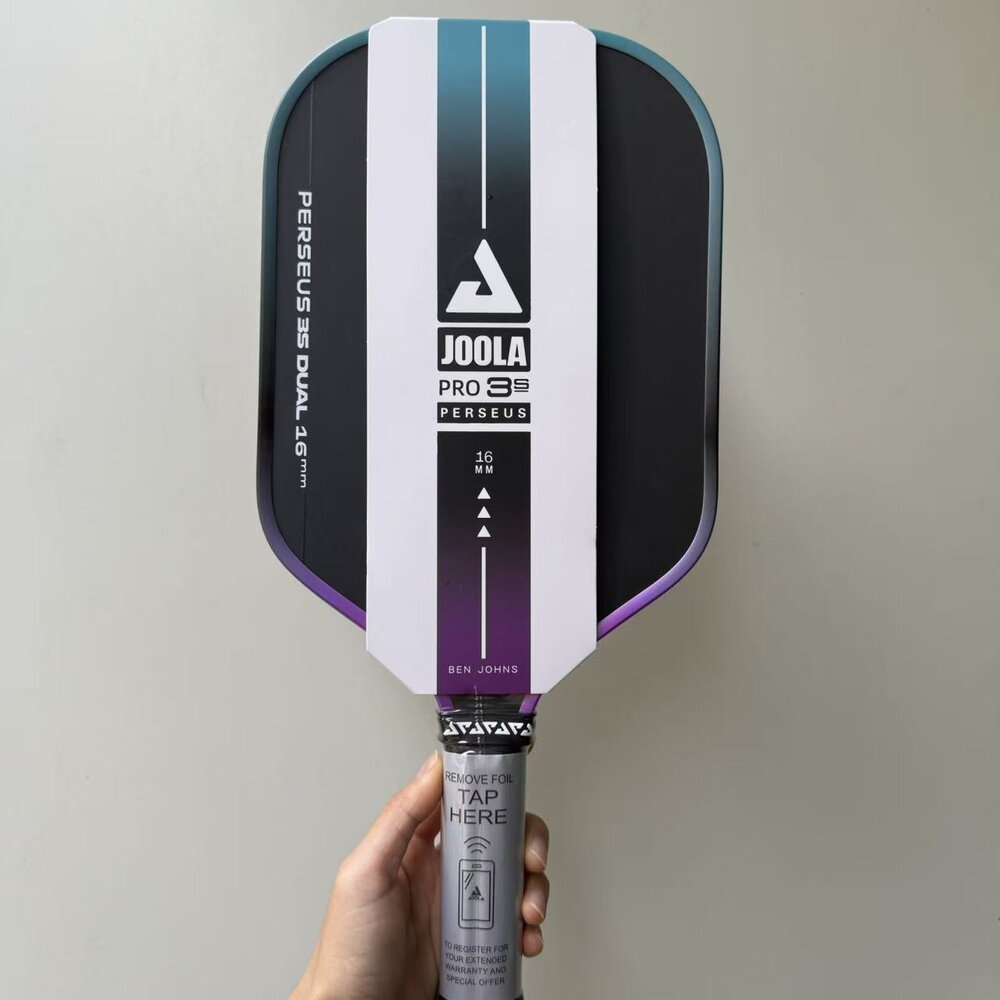 Joola 3s perseus dual pickleball-schläger, 16mm thermoform-schläger, gen 4, tfp-schaumkern ,  t700 carbonfaser-oberfläche: Hellgrau