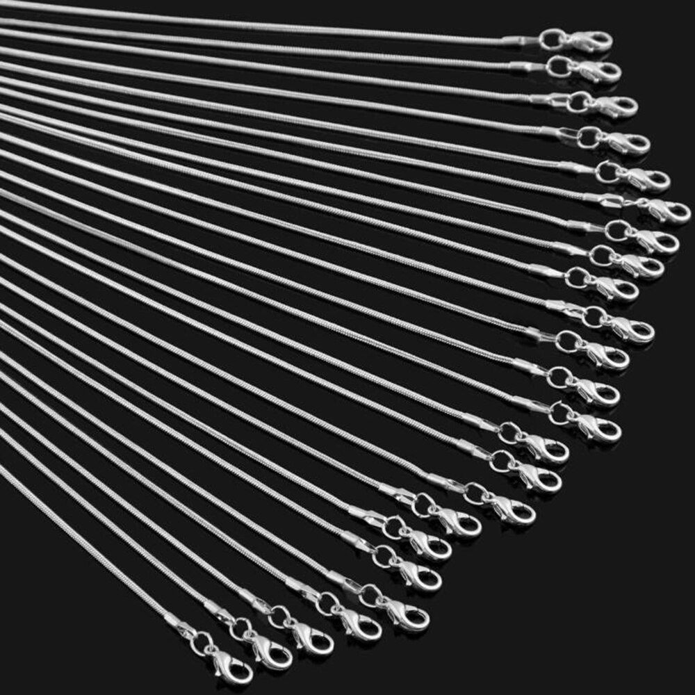 Cadena de serpiente de para colgante con langosta, 12 unidades por lote, collar de 1,2mm, 45/50/55/60cm, accesorios de joyería al por mayor