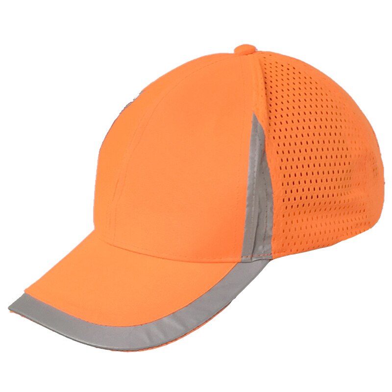Høj synlighed gul/lime unisex cap hi vis arbejdstøj reflekterende baseball kasket let åndbar hat til udendørs arbejde: Orange
