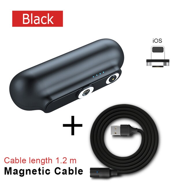 Voor Iphone 12 Magnetische Power Bank 2600Mah Mini Magneet Charger Power Bank Voor Xiaomi Emergency Draagbare Magnetische Externe Batterij: Black-IOS