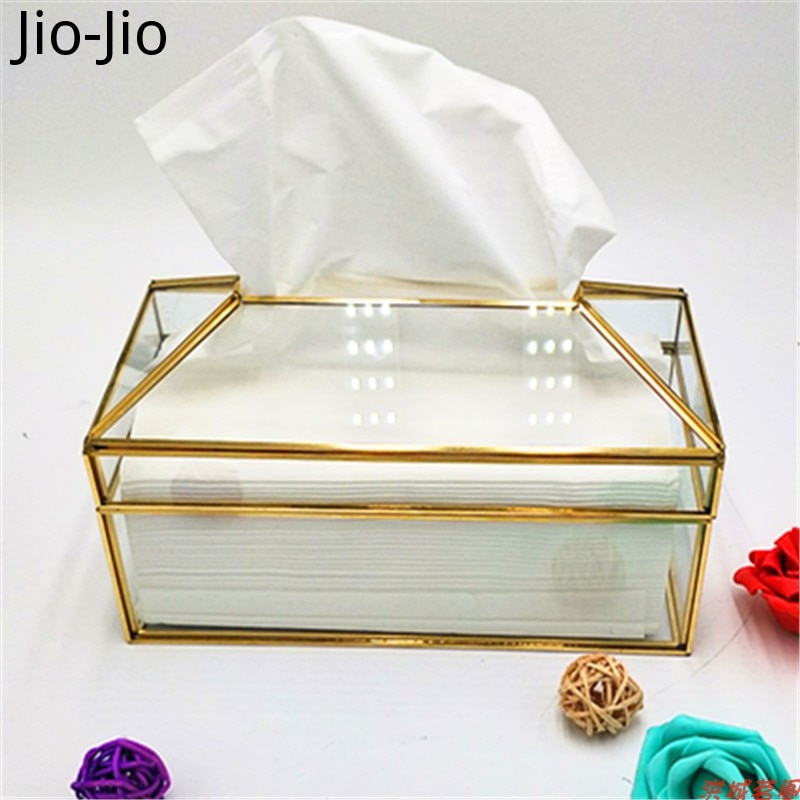 Glass Gold Large Tissue Box Paper Towel Box Drawing Paper Box European Napkin Paper Living Room Tea Table Decor Luxury