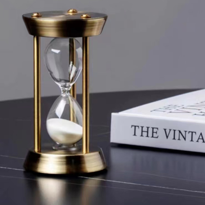 Drei-Säulen-Ornament, High-End-Timer, Sanduhr, Mini-Countdown-Timer, Glas-Timer, Zeit kleine Sanduhr aus Metall