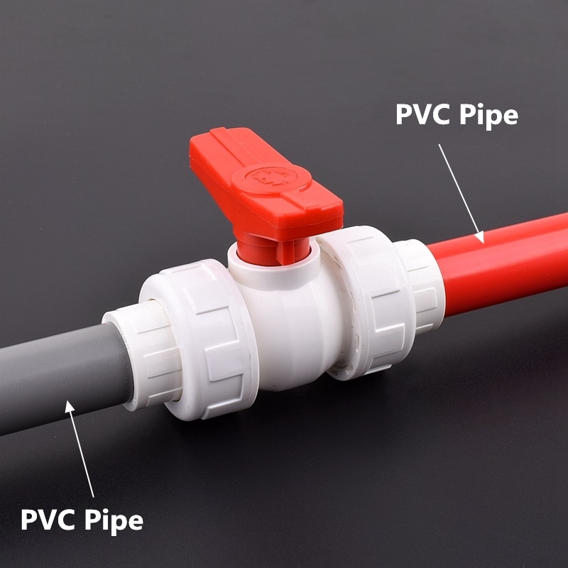 1Pc 20/25/32/40/50mm PVC Pipe Union Ball Valve Garden Irrigation Water Pipe Connector Aquarium Adapter Slip Shut Valve