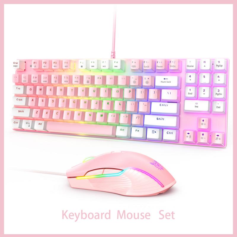 ONIKUMA Blue Axis Wired Gaming Mechanical Backlit Keyboard And Gaming Wired Mouse Set USB Interface RGB Lighting Effect
