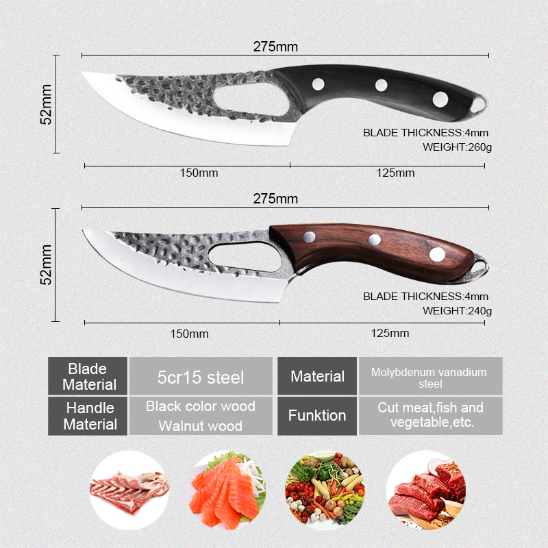 Hand Forged Boning Knife with Sheath Chef Knife Kitchen Knives Sharpener High Carbon Steel Cleaver Knife Multipurpose Knives