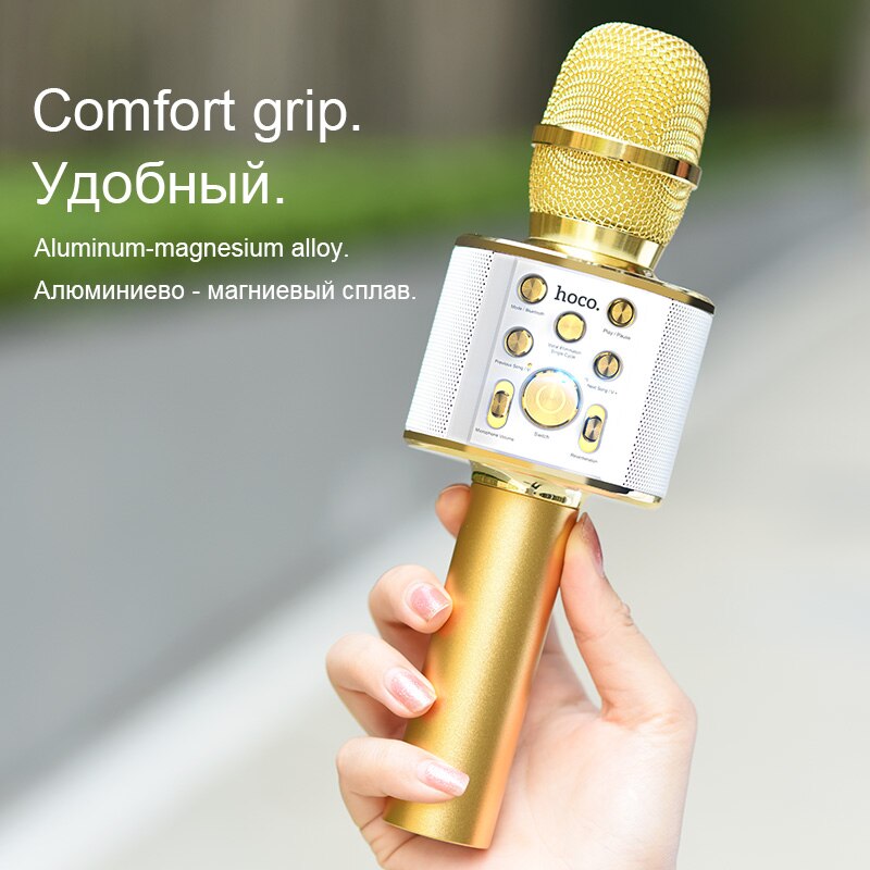 Hoco Karaoke Microfoon Bluetooth Draadloze Condensator Microfone Professionele Mobiele Telefoon Ktv Mic Muziekspeler Voor Ios Android