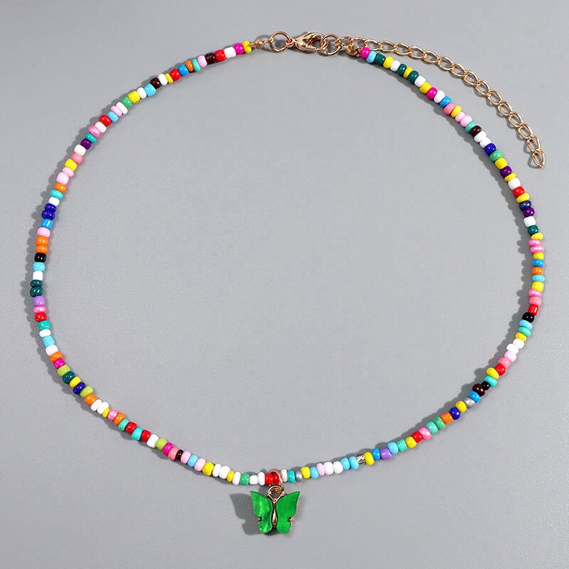 Neue Trend Elegante Schmuck Multi-schicht Mixcolor Perlen Kette Herz Anhänger Halskette Unquie Frauen Halskette X0118: X0119-Grün