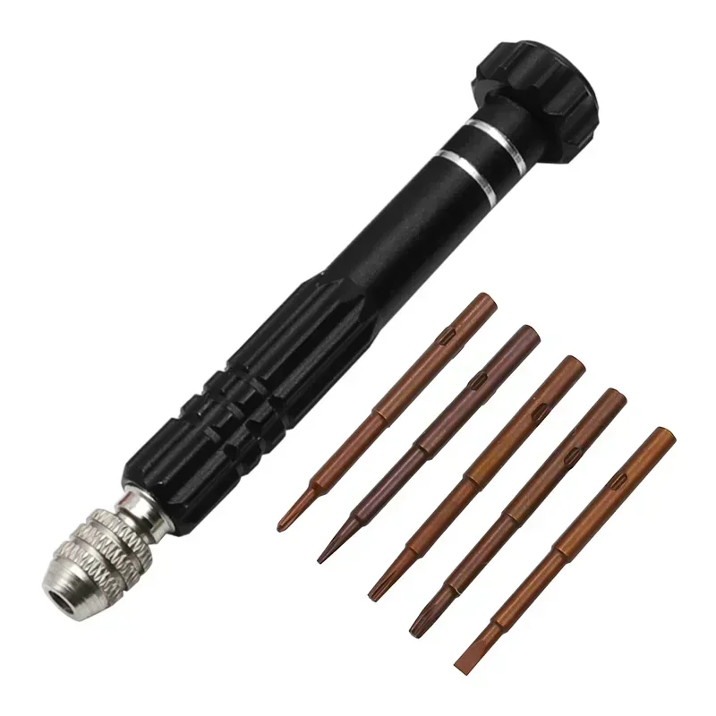 Multifunctionele 5 In 1 Schroevendraaier Horloge Reparatie Tools Set Demontage Schroevendraaier Sleuf Kruis Pruim Bloesem Computerbril: Bruin