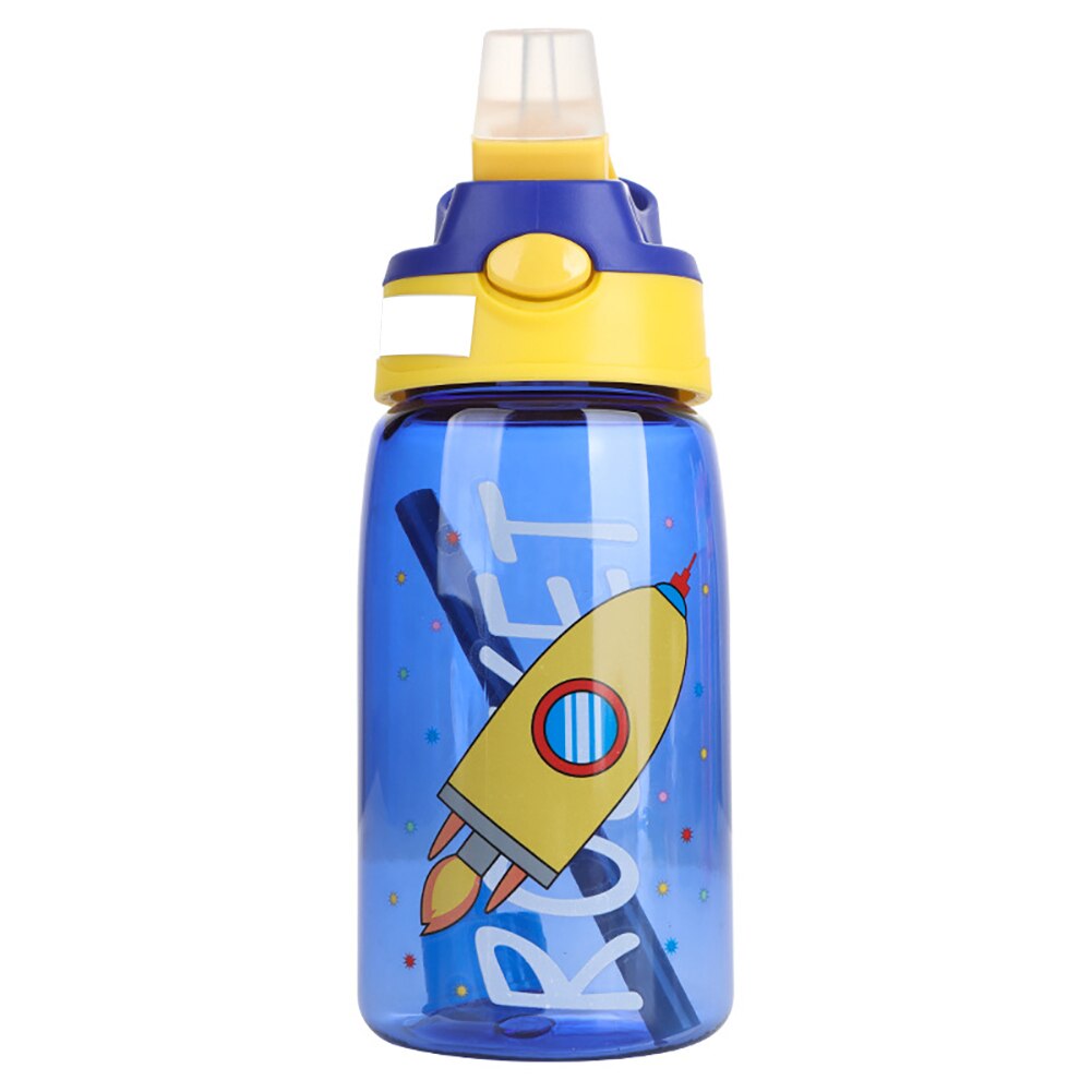 480ML freundlicher Wasser Tasse Kreative Karikatur Baby Fütterung Tassen Mit Strohhalme Dicht Wasser Flaschen draussen Tragbare freundlicher Tassen: Blau