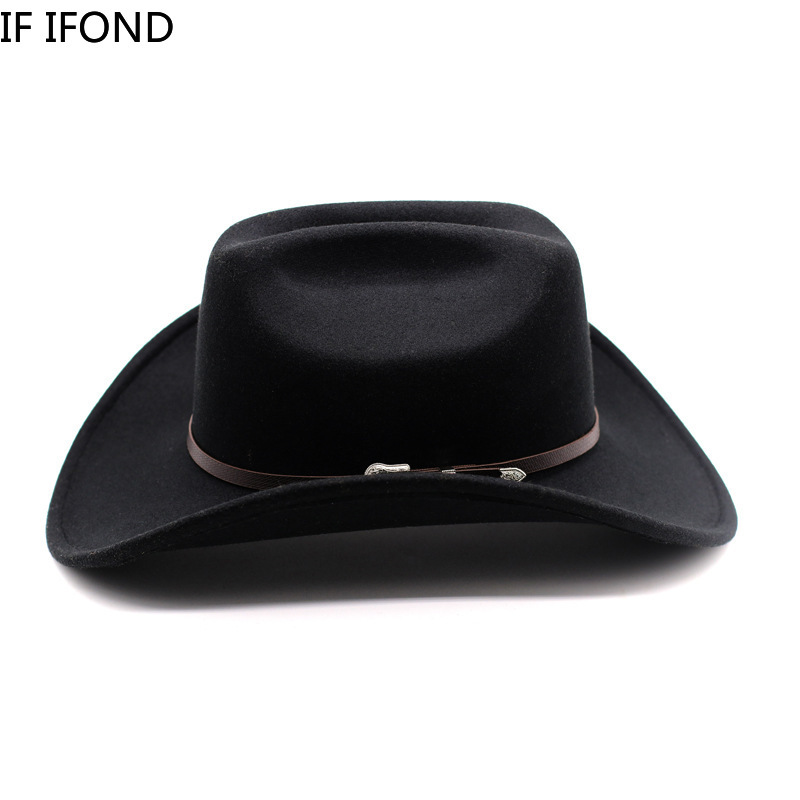 Novo chapéu de cowboy ocidental do vintage para cavalheiro masculino senhora jazz cowgirl com aba larga de couro cloche igreja sombrero hombre bonés