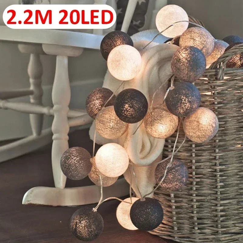 LED-Baumwollkugeln, Lichterkette, Laterne, batteriebetrieben oder USB-betrieben, für Hochzeit, Zuhause, Party, Ornament, Beleuchtung, Stacheln, Weihnachtsdekoration: RGB / 350W