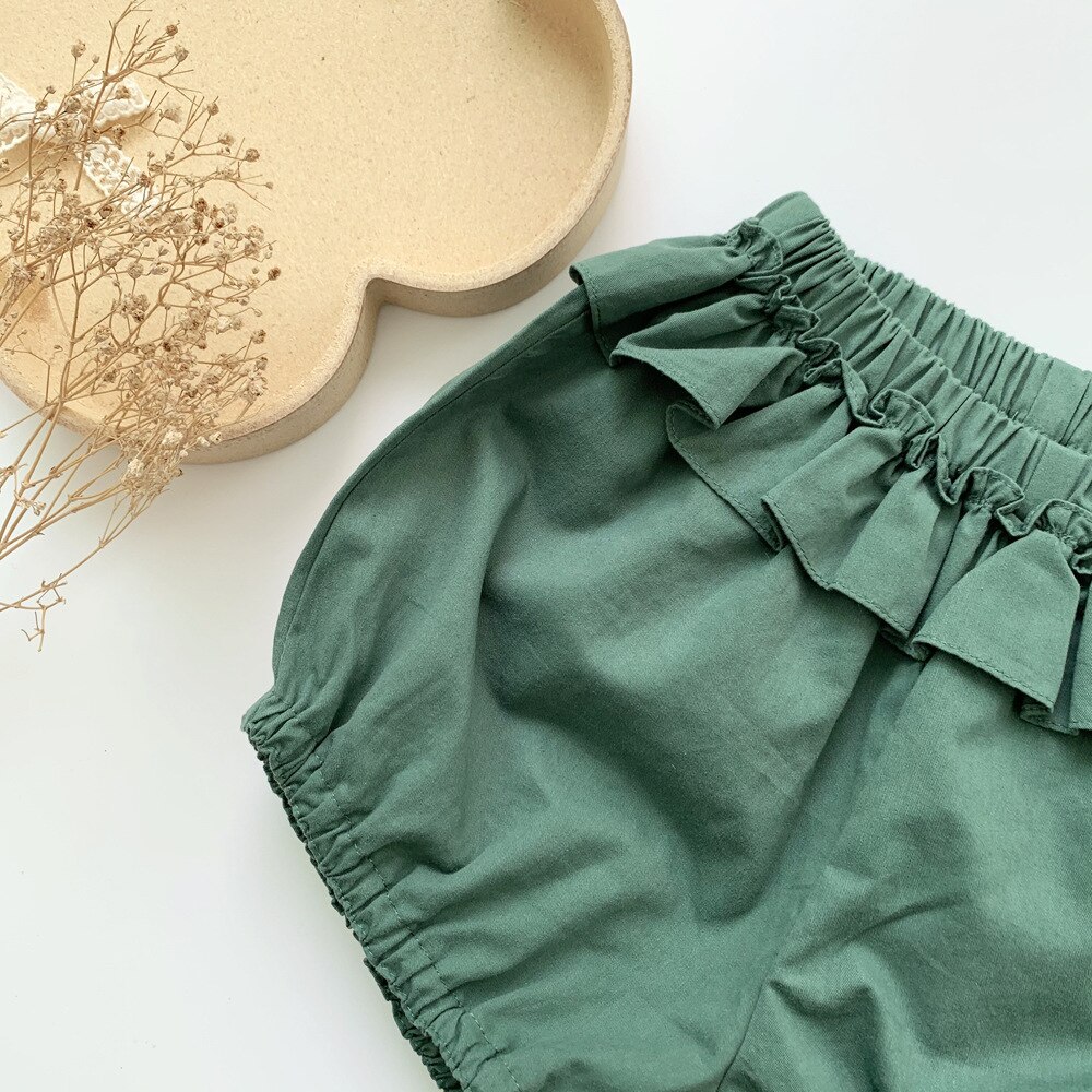 Estate nuove ragazze pantaloncini neonata cotone carino foglia di loto lanterna pantaloncini moda bambini bambini increspature pane pantaloni corti Bloomers