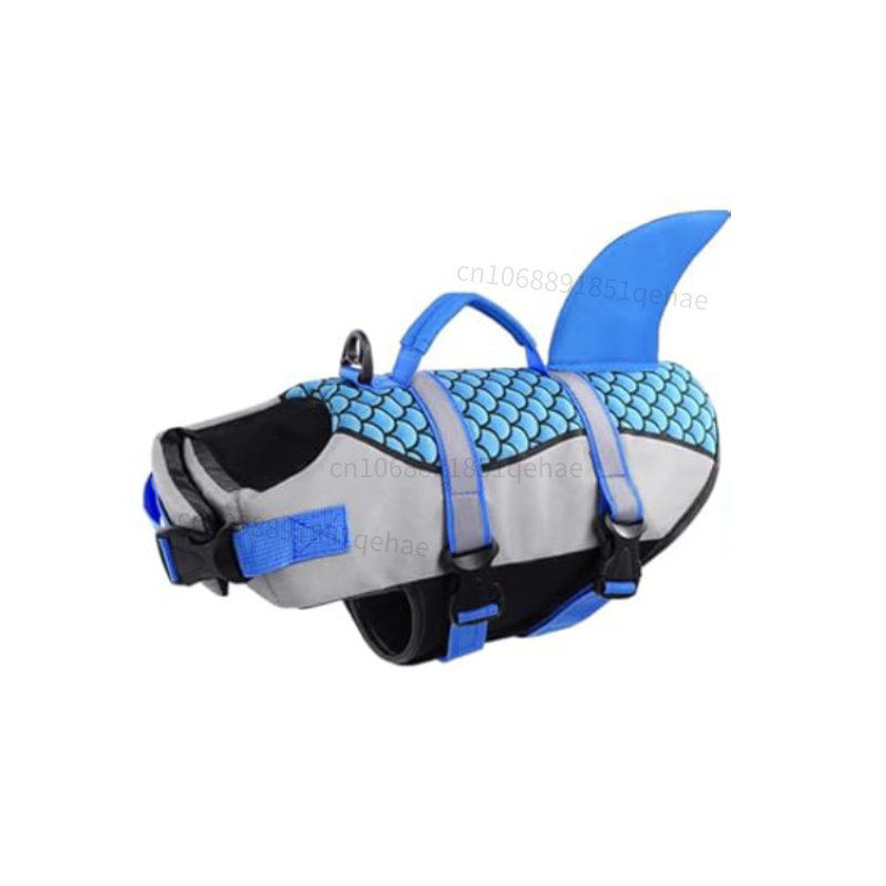 Hond Haai Reddingsvest Ripstop Hondenzwemvest voor Zwemmen Varen Reflecterend Hondenzwemvest Drijvend Vest met reddingshandvat: L / Blauw