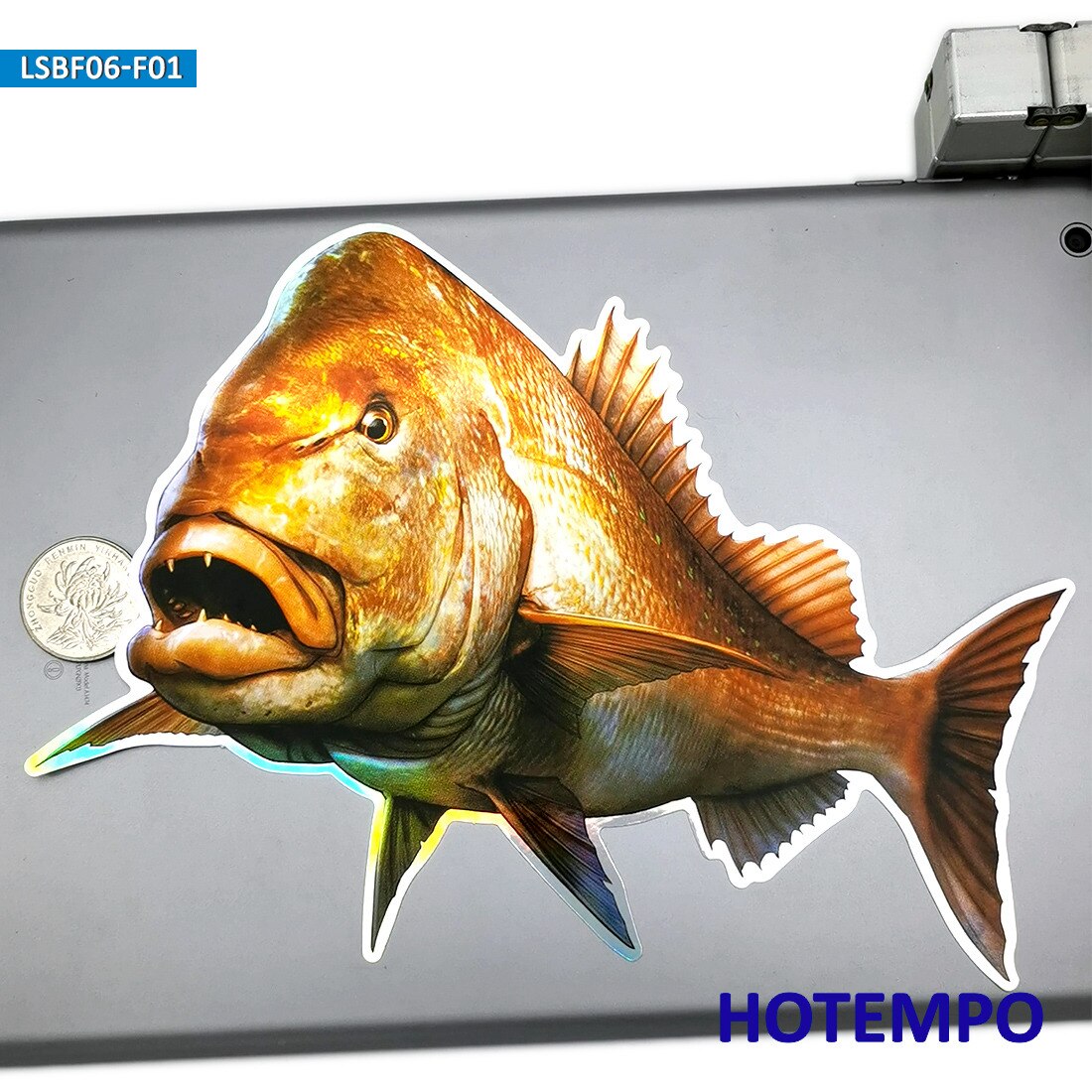 7.87 pollici 20cm Laser pesce di grandi dimensioni pesce persico dorato adesivi per auto moto per Laptop di grandi dimensioni per Go Fishing adesivo impermeabile