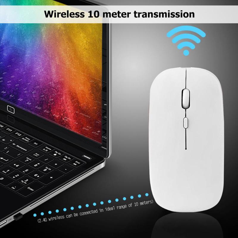 2.4g trådlösa mus tyst knapp mus för bärbar dator notebook chromebook dator kontor optiska laddningsbara smala möss