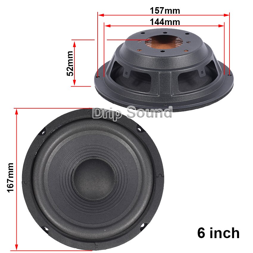 Altavoz pasivo de 4, 5, 6, 8 y 10 pulgadas, bocina de radiador, diafragma de Woofer, accesorios de reparación de bajos auxiliares, 2 uds.: 6 inch (167mm)