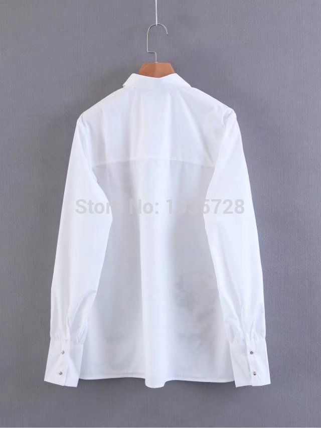 Newest Long Sleeve Printed Flowers Embroidered White Blouse Shirt - Wishbop Women's Shirts And Blouses Aw