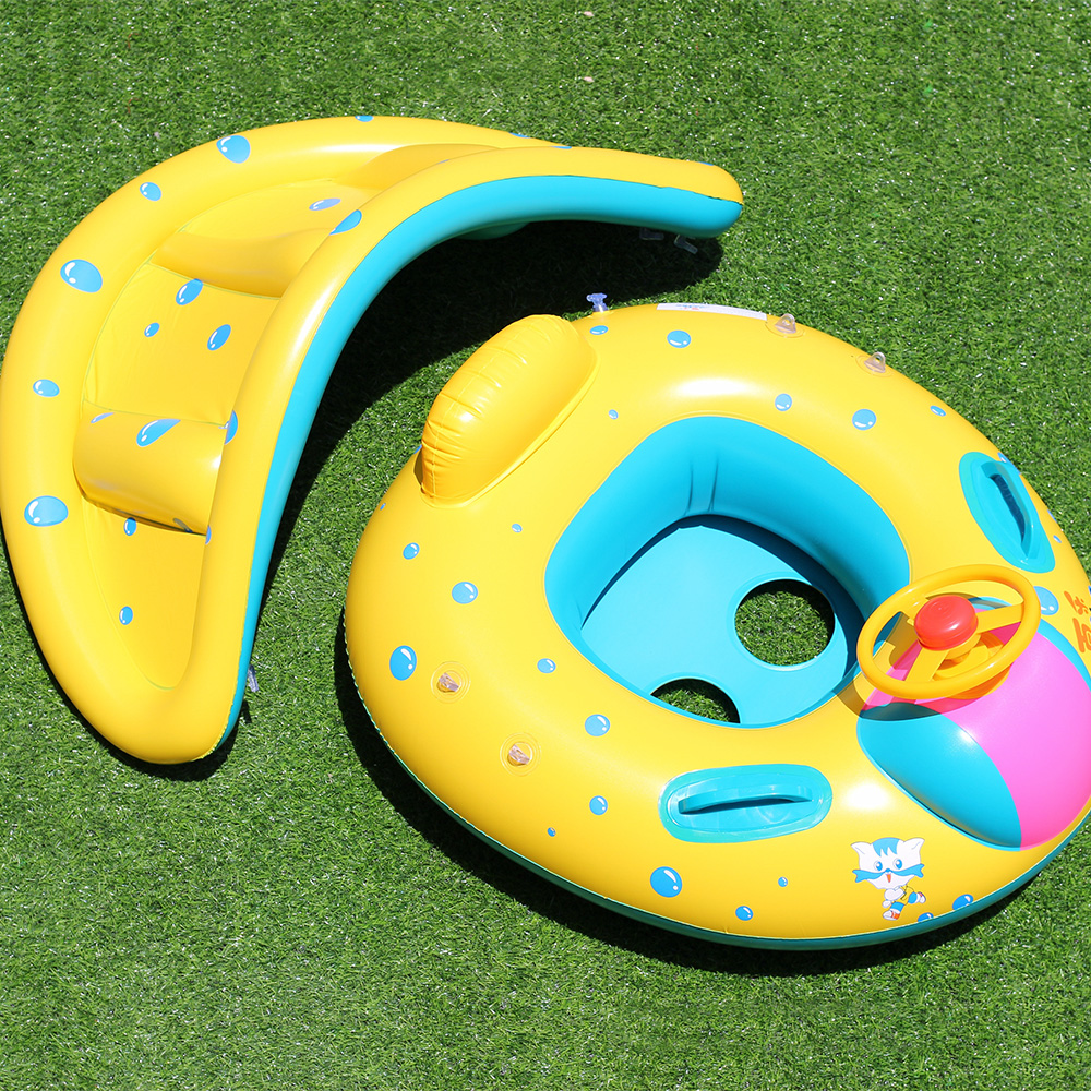 Safe Inflatable Baby Swimming Ring Pool Infant Swimming Float Adjustable Sunshade Seat Bathing Circle Inflatable Ring Summer Toy