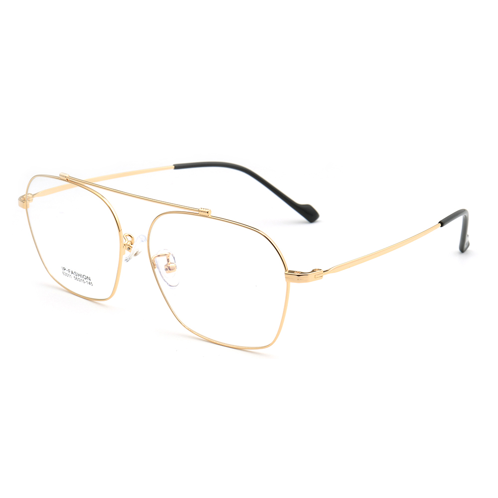 Los hombres de los años 80 óptica Retro de Metal marcos de gafas para hombres Plaza gafas Vintage gafas de prescripción de puente doble de oro