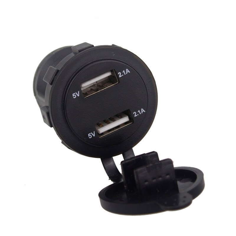 Dual USB Ladegerät Buchse Wasserdichte Steckdose 2.1A 2.1A Mit Voltmeter & Draht in-Linie 10A Sicherung Für 12 -24 V Auto Stiefel Motorrad