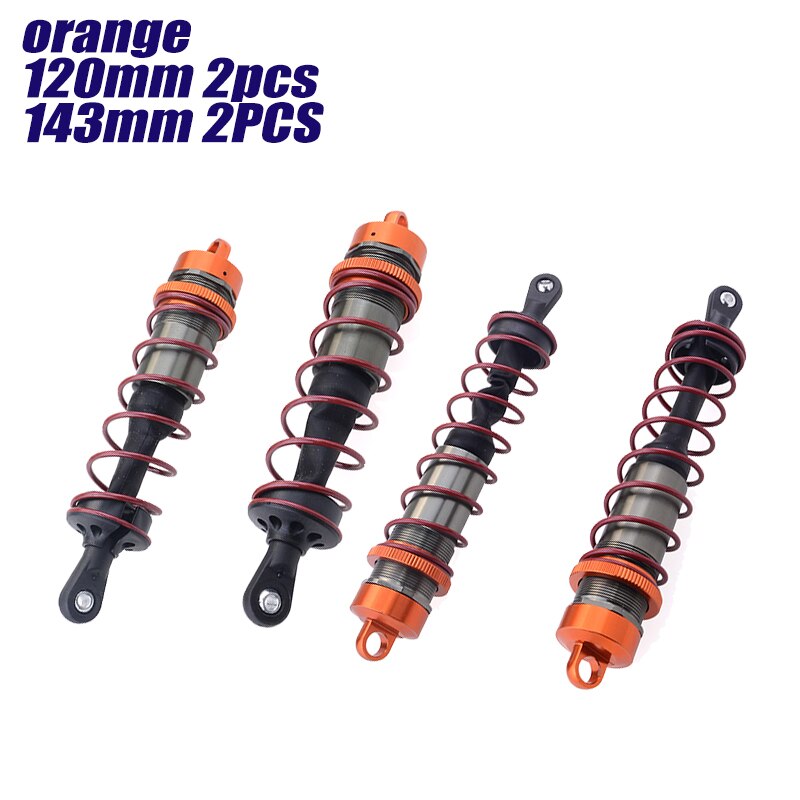 ZD Racing 4PCS Metal Shock Absorber 120mm Front&amp;143mm Rear Damper Suspension for 1/8 RC Car HSP DHK HPI Traxxas JLB Wltoys Drift: 1 Set Orange