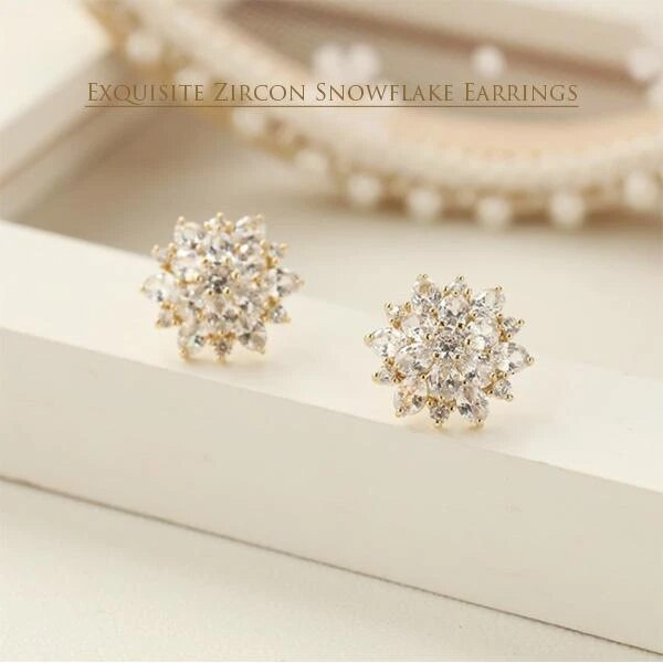 Boucles D'oreilles En Forme De Flocon De Neige Avec Strass