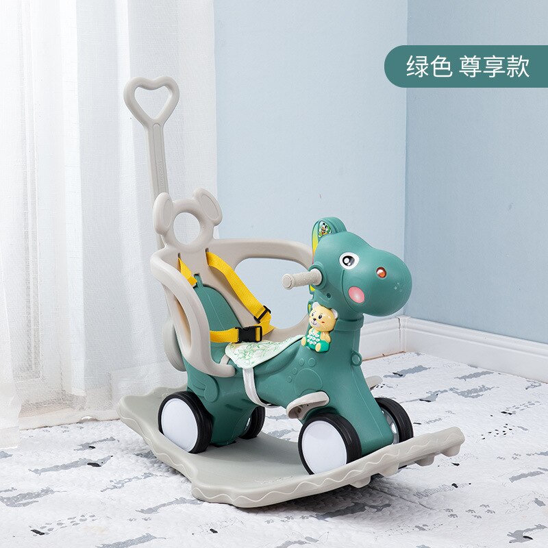 Chaise à bascule cheval plastique | Multifonction, d'anniversaire, chaise balançoire, poussette pour bébé de 1 à 5 ans,: Bleu